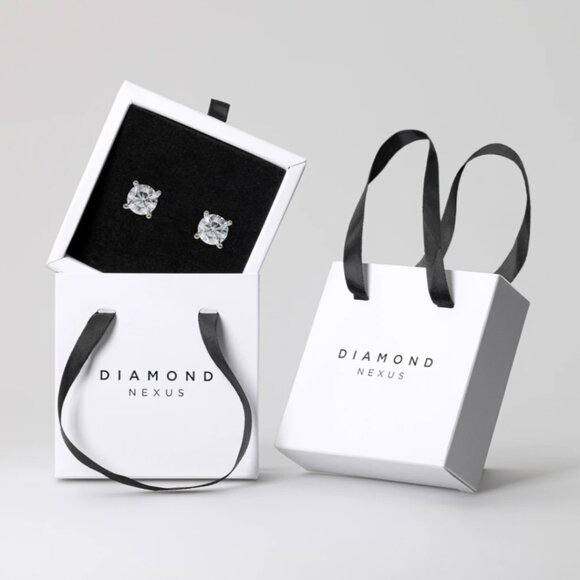 Flower Cluster Earrings w/ 1/2 Tcw Oval Centers 14K White Gold Lab Grown Diamond - Picture 2 of 2